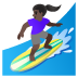 🏄🏿‍♀️ woman surfing: dark skin tone display on Google